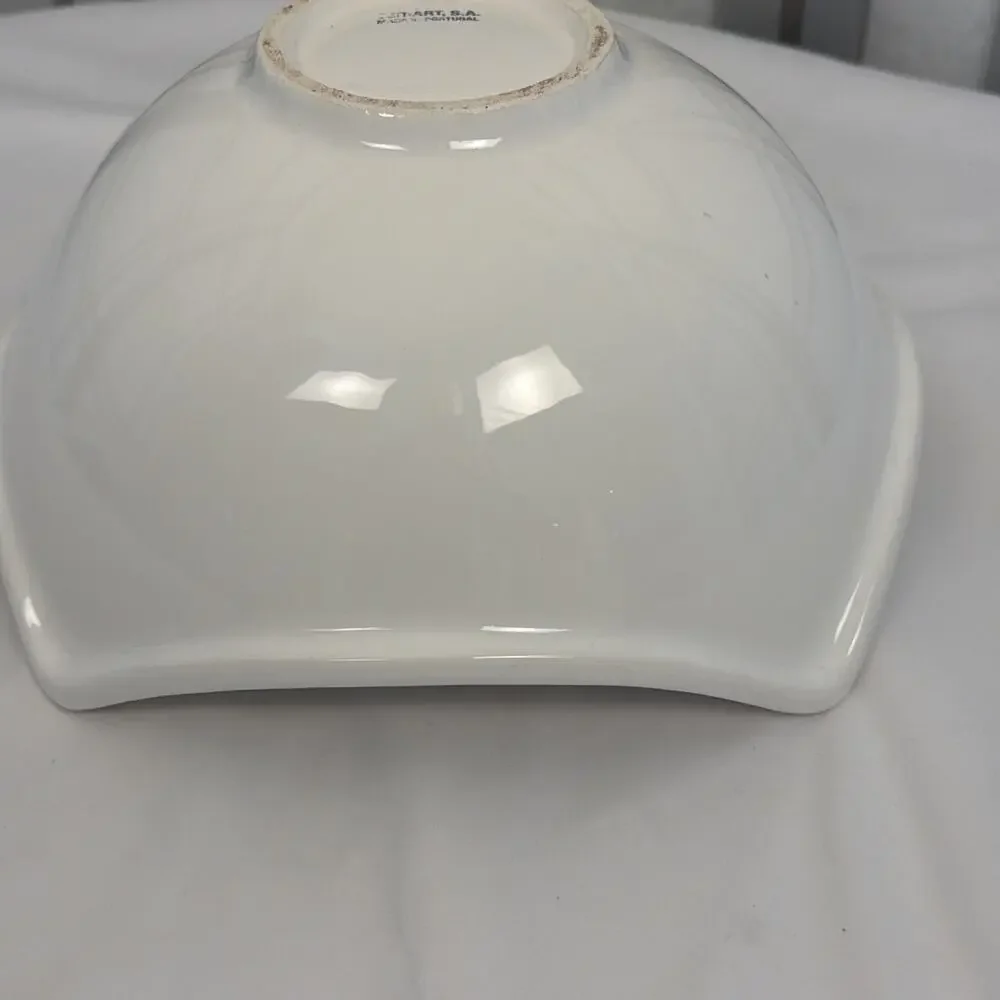 CERIART Made In Portugal Large White 4 Corner Square 10” Serving Bowl - READ